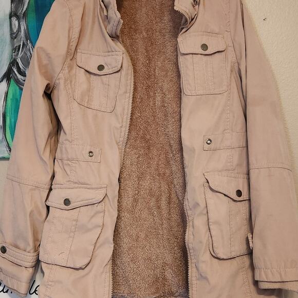 Coat #Mo medium calm pink jacket fake fur lining very warm bomber jacket style - Picture 1 of 11